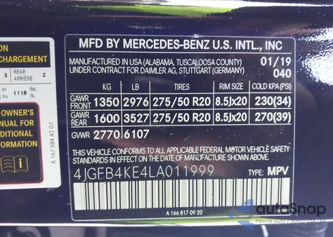 2020 Mercedes-Benz Gle 350 4Matic z USA, uszkodzony, nr VIN 4JGFB4KE4LA011999